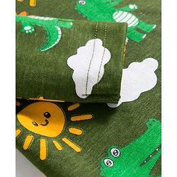 Babyhug Cotton Knit Full Sleeves Co-Ord Night Suit with Animal Print - Green