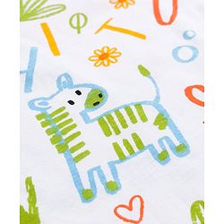 Babyhug Cotton Knit Full Sleeves Co-ords Night Suit With Animal Print - White