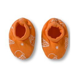 Babyhug 100% Cotton Interlock Knit Cap Mittens & Booties Set with Ice Cream Print Orange - Diameter 15.5 cm