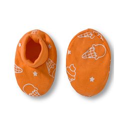 Babyhug 100% Cotton Interlock Knit Cap Mittens & Booties Set with Ice Cream Print Orange - Diameter 15.5 cm