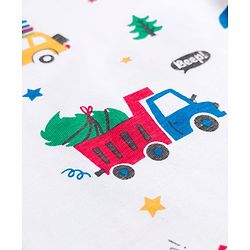 Babyhug 100% Cotton Knit Full Sleeves Co-ords Night Suit With Vehicle Print - White