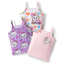 Babyhug Disney Single Jersey Knit Sleeveless Slips with Marie Graphic Pack of 3 - White Lilac & Pink