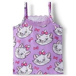 Babyhug Disney Single Jersey Knit Sleeveless Slips with Marie Graphic Pack of 3 - White Lilac & Pink