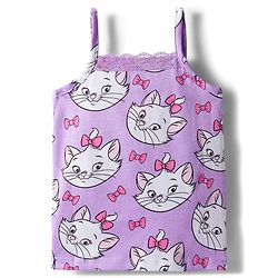 Babyhug Disney Single Jersey Knit Sleeveless Slips with Marie Graphic Pack of 3 - White Lilac & Pink