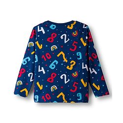Babyhug Cotton Knit Full Sleeves Co-ord Night Suit With Numbers & Rainbow Print - Navy Blue