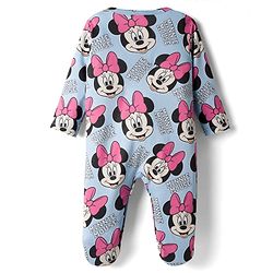 Babyhug Disney Interlock Knit Sleepsuits With Minnie Mouse Graphics Pack Of 2 - Orange & Light Blue