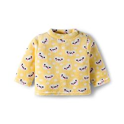 Babyhug Velour Knit Full Sleeves Winter Wear Night Suit With Heart Print - Yellow