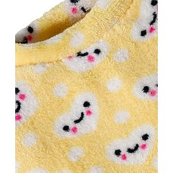 Babyhug Velour Knit Full Sleeves Winter Wear Night Suit With Heart Print - Yellow
