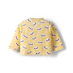 Babyhug Velour Knit Full Sleeves Winter Wear Night Suit With Heart Print - Yellow