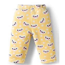 Babyhug Velour Knit Full Sleeves Winter Wear Night Suit With Heart Print - Yellow