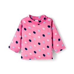 Babyhug Velour Knit Full Sleeves Co-ords Night Suit With Polka Dots - Pink
