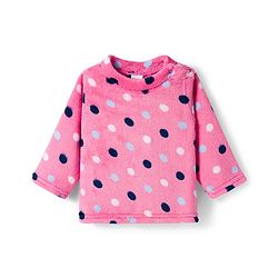 Babyhug Velour Knit Full Sleeves Co-ords Night Suit With Polka Dots - Pink