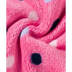 Babyhug Velour Knit Full Sleeves Co-ords Night Suit With Polka Dots - Pink
