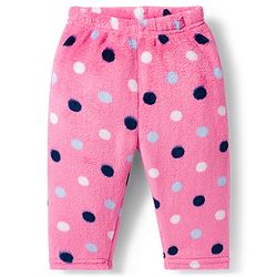 Babyhug Velour Knit Full Sleeves Co-ords Night Suit With Polka Dots - Pink