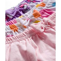 Babyhug Disney Lycra Knit Bloomer with Marie Graphic & Bow Applique Pack of 3 - Lilac White & Pink