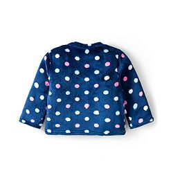 Babyhug Velour Knit Full Sleeves Co-ords Winter Night Suit with Polka Dot Print - Navy Blue