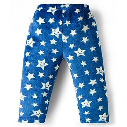 Babyhug Velour Knit Full Sleeves Winter Wear Co-ords Night Suit With Star Print - Navy Blue