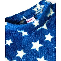 Babyhug Velour Knit Full Sleeves Winter Wear Co-ords Night Suit With Star Print - Navy Blue