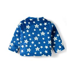 Babyhug Velour Knit Full Sleeves Winter Wear Co-ords Night Suit With Star Print - Navy Blue