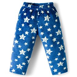 Babyhug Velour Knit Full Sleeves Winter Wear Co-ords Night Suit With Star Print - Navy Blue