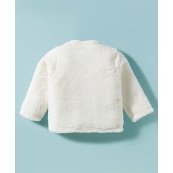 Babyhug Velour Knit Full Sleeves WInter Wear Night Suit With Bunny Print - White & Pink