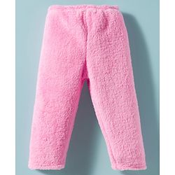Babyhug Velour Knit Full Sleeves WInter Wear Night Suit With Bunny Print - White & Pink