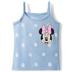 Babyhug Disney Lycra Knit Sleeveless Slips with Minnie Mouse Graphic & Polka Dot Pack of 3 - Light Blue Orange & Dark Pink