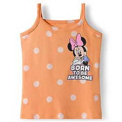 Babyhug Disney Lycra Knit Sleeveless Slips with Minnie Mouse Graphic & Polka Dot Pack of 3 - Light Blue Orange & Dark Pink