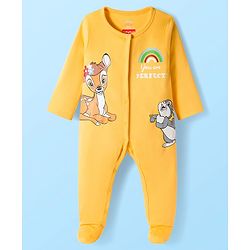 Babyhug Disney Interlock Knit Full Sleeves Footed Sleepsuit With Marie Graphics Pack Of 2 - White & Yellow