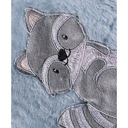 Babyhug Velour Knit Full Sleeves Winter Night Suit with Racoon Embroidery - Blue