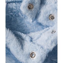 Babyhug Velour Knit Full Sleeves Winter Night Suit with Racoon Embroidery - Blue