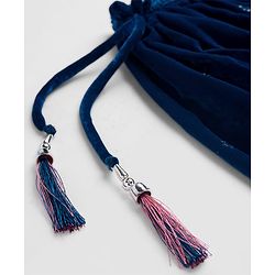 Babyhug Velour Woven Half Sleeves Floral Embroidered Choli Lahenga Set with Dupatta - Navy