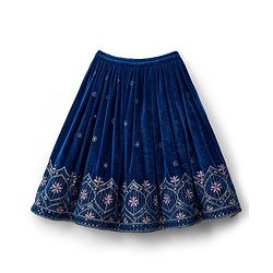 Babyhug Velour Woven Half Sleeves Floral Embroidered Choli Lahenga Set with Dupatta - Navy