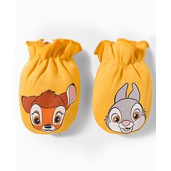 Babyhug Disney Interlock Knit Cap Mittens & Booties Set With Bambi & Friends Graphic Yellow - Diameter 9.5 cm
