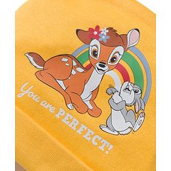 Babyhug Disney Interlock Knit Cap Mittens & Booties Set With Bambi & Friends Graphic Yellow - Diameter 9.5 cm