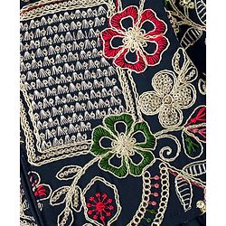 Babyhug Georgette Woven Three Fourth Sleeves Tired Ethnic Dress with Embroidery - Navy Blue