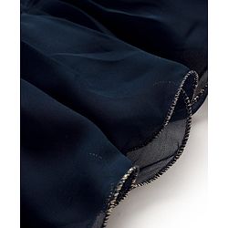 Babyhug Georgette Woven Three Fourth Sleeves Tired Ethnic Dress with Embroidery - Navy Blue