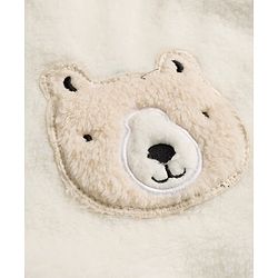 Babyhug Velour Knit Full Raglan Sleeves Winter Wear Night Suit With Bear Applique - Beige