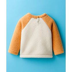 Babyhug Velour Knit Full Raglan Sleeves Winter Wear Night Suit With Bear Applique - Beige