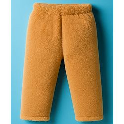 Babyhug Velour Knit Full Raglan Sleeves Winter Wear Night Suit With Bear Applique - Beige
