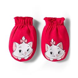 Babyhug Disney Interlock Knit Cap Mittens & Booties Set With Marie Graphic Red - Diameter 9 cm