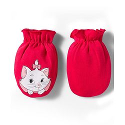 Babyhug Disney Interlock Knit Cap Mittens & Booties Set With Marie Graphic Red - Diameter 9 cm