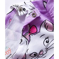 Babyhug Disney Interlock Knit Full Sleeves Romper With Marie Graphics - Lavender