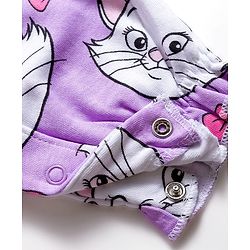 Babyhug Disney Interlock Knit Full Sleeves Romper With Marie Graphics - Lavender