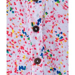 Babyhug Cotton Woven Full Sleeves Cambric Colour Splash Printed Kurta Dhoti Set - White