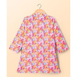 Babyhug Cotton Woven Full Sleeves Cambric Floral Printed Kurta Dhoti Set- Multicolour