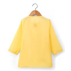 Babyhug Cambric Woven Full Sleeves Embroidered Angarakha Kurta Dhoti Set -  Yellow