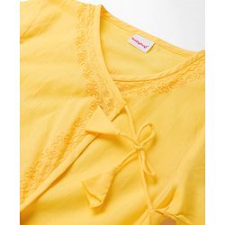 Babyhug Cambric Woven Full Sleeves Embroidered Angarakha Kurta Dhoti Set -  Yellow