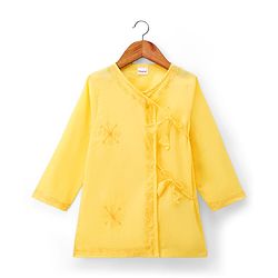 Babyhug Cambric Woven Full Sleeves Embroidered Angarakha Kurta Dhoti Set -  Yellow