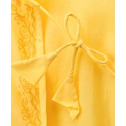 Babyhug Cambric Woven Full Sleeves Embroidered Angarakha Kurta Dhoti Set -  Yellow